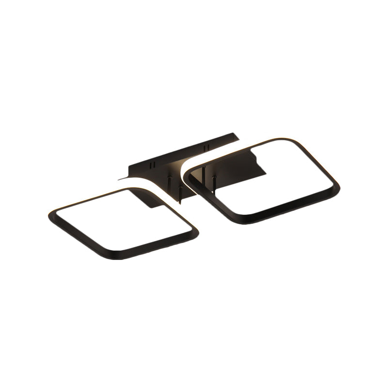 21.5’/31’/41’ L Square Semi Flush Acrylic Lamp Black/Gold Led Ceiling Mount Warm/White Light