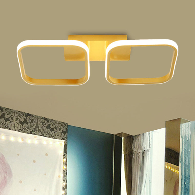 21.5’/31’/41’ L Square Semi Flush Acrylic Lamp Black/Gold Led Ceiling Mount Warm/White Light