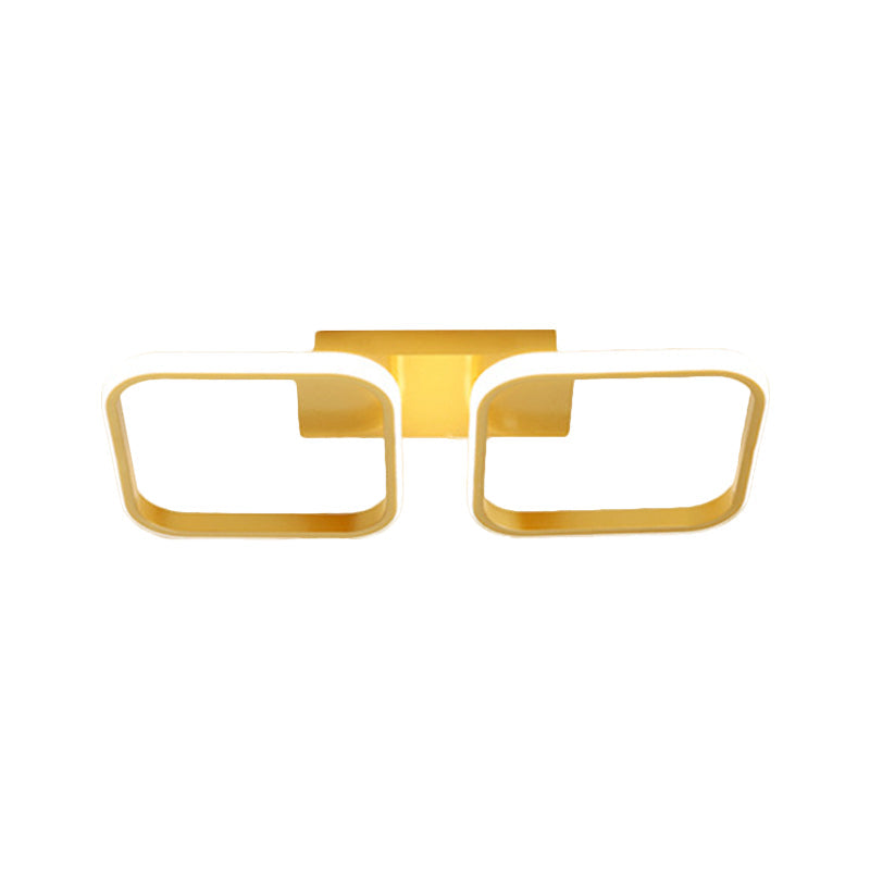 21.5’/31’/41’ L Square Semi Flush Acrylic Lamp Black/Gold Led Ceiling Mount Warm/White Light