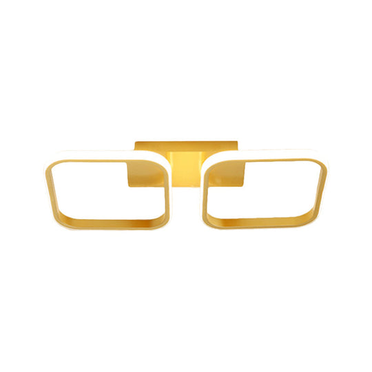 21.5’/31’/41’ L Square Semi Flush Acrylic Lamp Black/Gold Led Ceiling Mount Warm/White Light