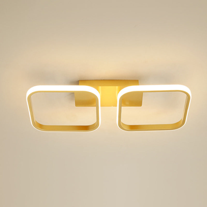 21.5’/31’/41’ L Square Semi Flush Acrylic Lamp Black/Gold Led Ceiling Mount Warm/White Light