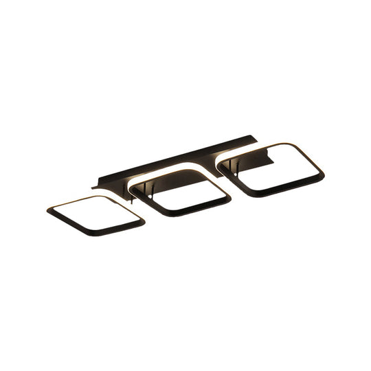 21.5’/31’/41’ L Square Semi Flush Acrylic Lamp Black/Gold Led Ceiling Mount Warm/White Light