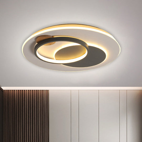 Minimalist Black Multi - Ring Led Ceiling Fixture - 16.5’/20.5’ Diameter Flush Mount Lamp In