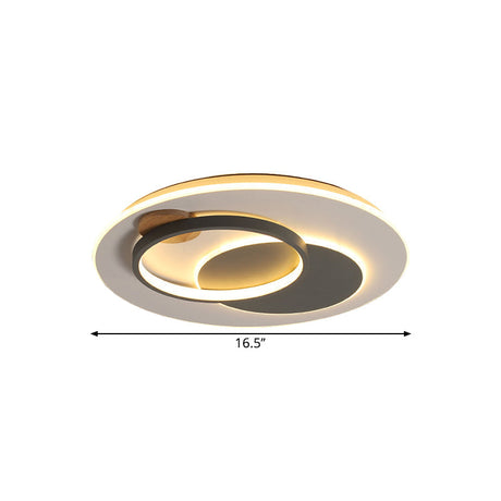 Minimalist Black Multi-Ring Led Ceiling Fixture - 16.5/20.5 Diameter Flush Mount Lamp In