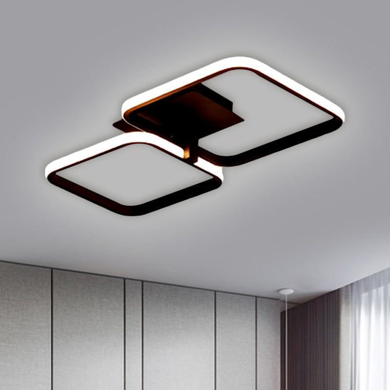 Minimalistic Acrylic Square Flush Mount Led Ceiling Light - Warm/White 21/23.5 Long Black / 21 White
