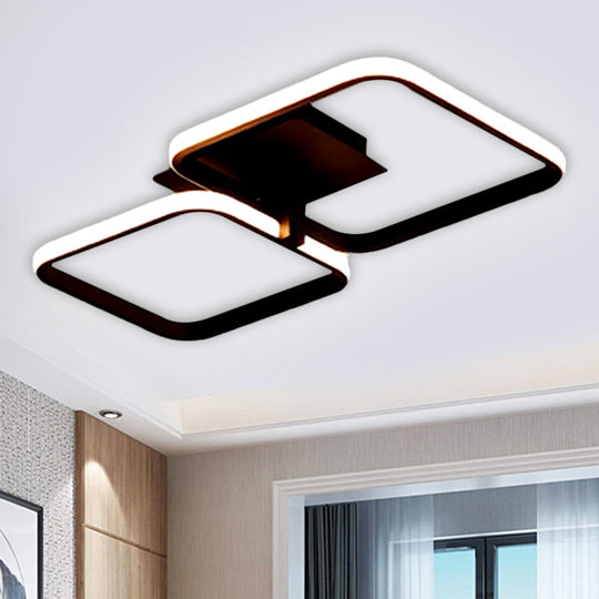 Minimalistic Acrylic Square Flush Mount Led Ceiling Light - Warm/White 21’/23.5’ Long