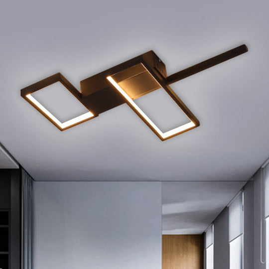 Sleek Black/Gold Rectangle Semi Flush Led Ceiling Light - 19’/27.5’/35.5’ L Easy - To -