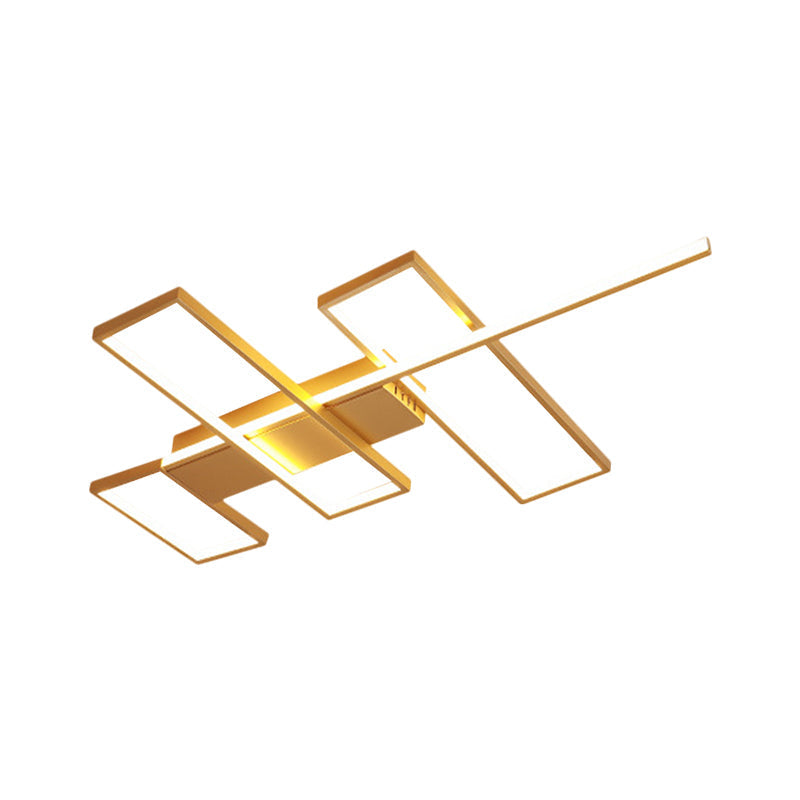 Sleek Black/Gold Rectangle Semi Flush Led Ceiling Light - 19’/27.5’/35.5’ L Easy - To -
