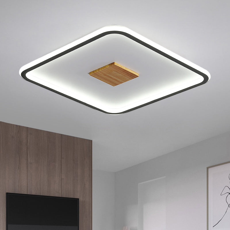 Modernist Metallic Ultrathin Square Ceiling Lamp In Black - White With Led Flush Mount Fixture