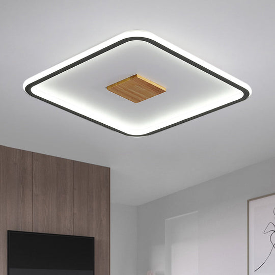 Modernist Metallic Ultrathin Square Ceiling Lamp In Black - White With Led Flush Mount Fixture