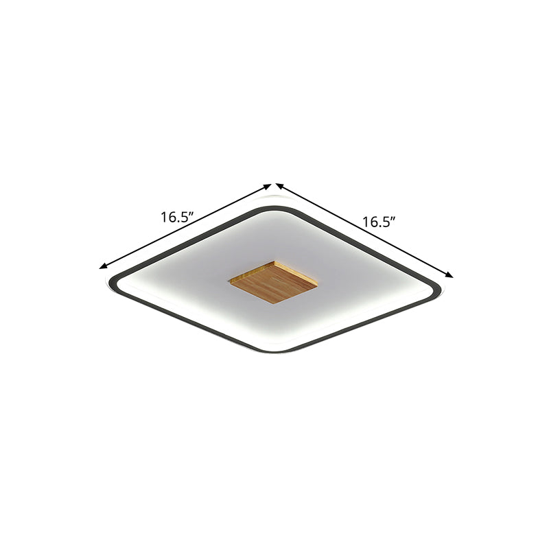 Modernist Metallic Ultrathin Square Ceiling Lamp In Black-White With Led Flush Mount Fixture