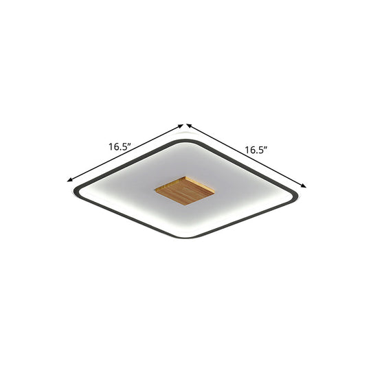 Modernist Metallic Ultrathin Square Ceiling Lamp In Black-White With Led Flush Mount Fixture