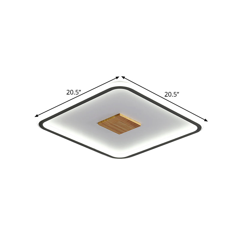 Modernist Metallic Ultrathin Square Ceiling Lamp In Black-White With Led Flush Mount Fixture