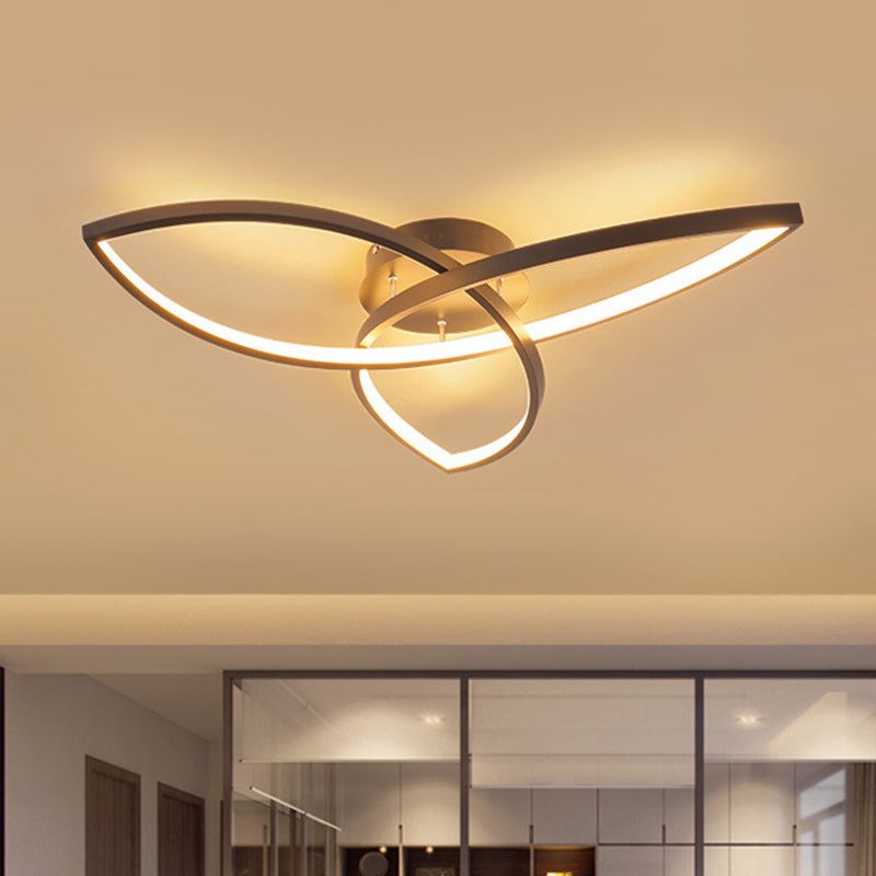 Contemporary Metallic Petal Flush Lamp - 23’/29’ W Led Close To Ceiling Light In Black/White