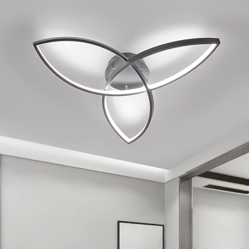 Contemporary Metallic Petal Flush Lamp - 23’/29’ W Led Close To Ceiling Light In Black/White