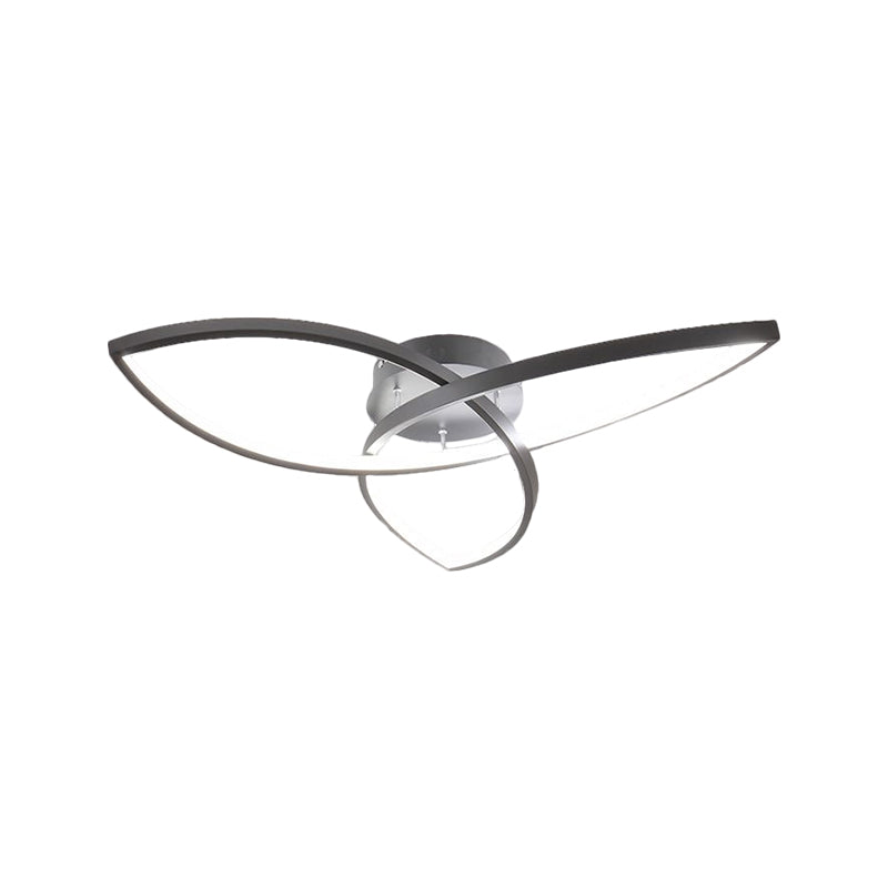 Contemporary Metallic Petal Flush Lamp - 23’/29’ W Led Close To Ceiling Light In Black/White