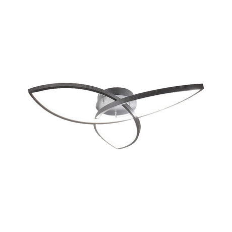 Contemporary Metallic Petal Flush Lamp - 23’/29’ W Led Close To Ceiling Light In Black/White