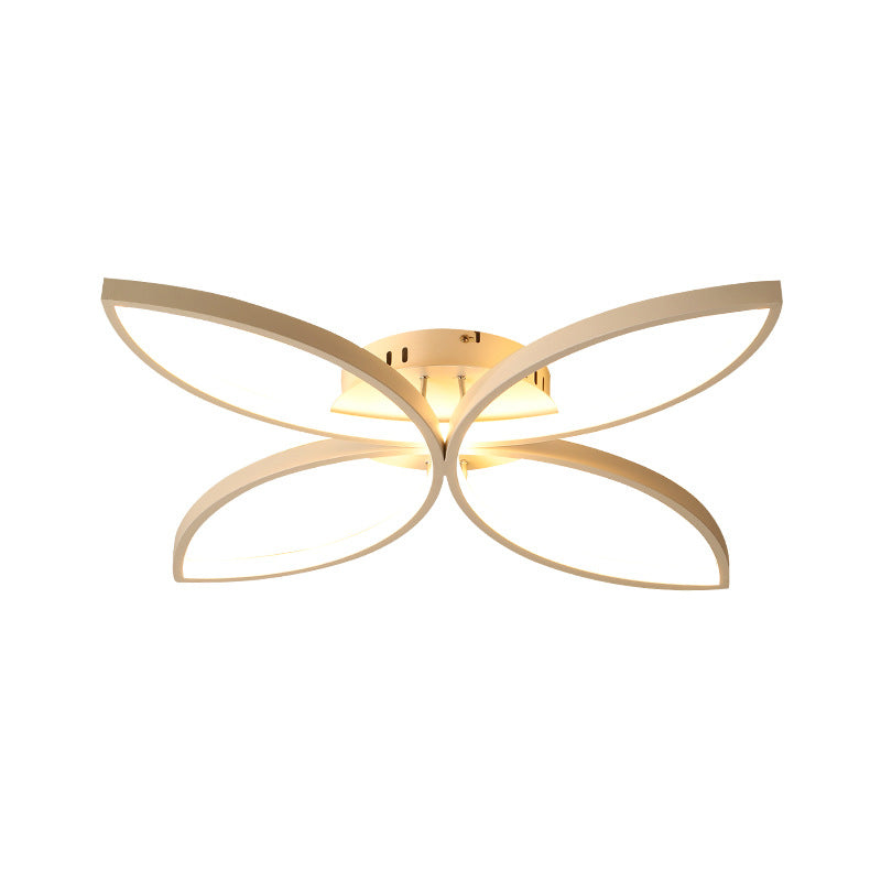 Nordic Style Metallic Butterfly Semi Flush Led Ceiling Fixture In Warm/White Light - 23’/29’