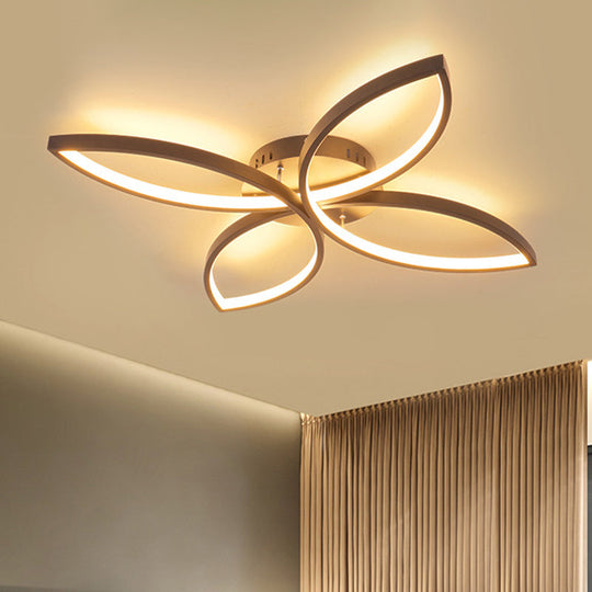 Nordic Style Metallic Butterfly Semi Flush Led Ceiling Fixture In Warm/White Light - 23’/29’