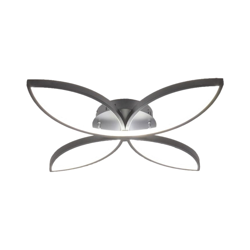 Nordic Style Metallic Butterfly Semi Flush Led Ceiling Fixture In Warm/White Light - 23’/29’
