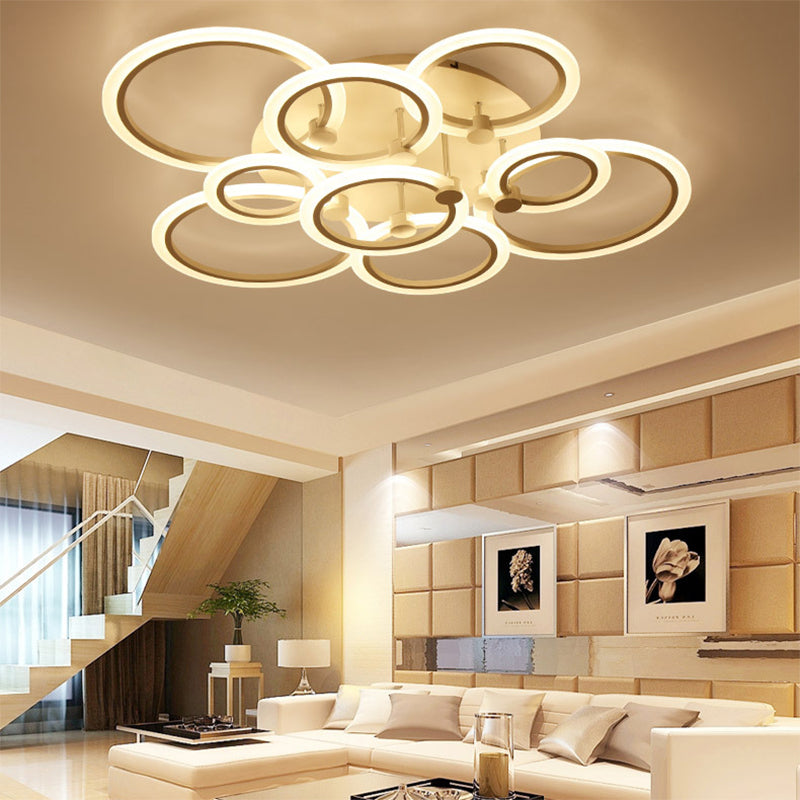 Acrylic Flush Ceiling Light With Multi - Tiered Led And Warm/White/Natural - Available In 3/5/7