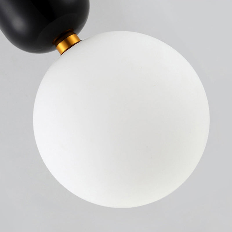 Modern Black/Gold/White Ball Pendant Light With Milky Glass Led - 1 6’/8’/12’ Wide Ceiling Fixture