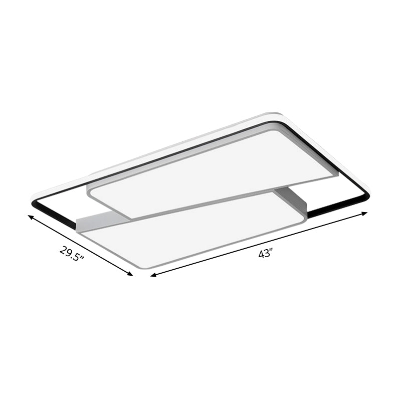 16’/19.5’/35.5’ Rectangular/Square Flush Mount Led Ceiling Light - Modern White Fixture For