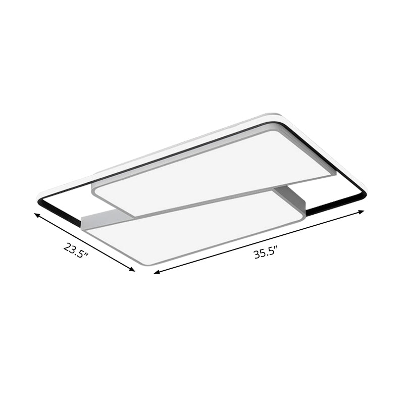 16’/19.5’/35.5’ Rectangular/Square Flush Mount Led Ceiling Light - Modern White Fixture For