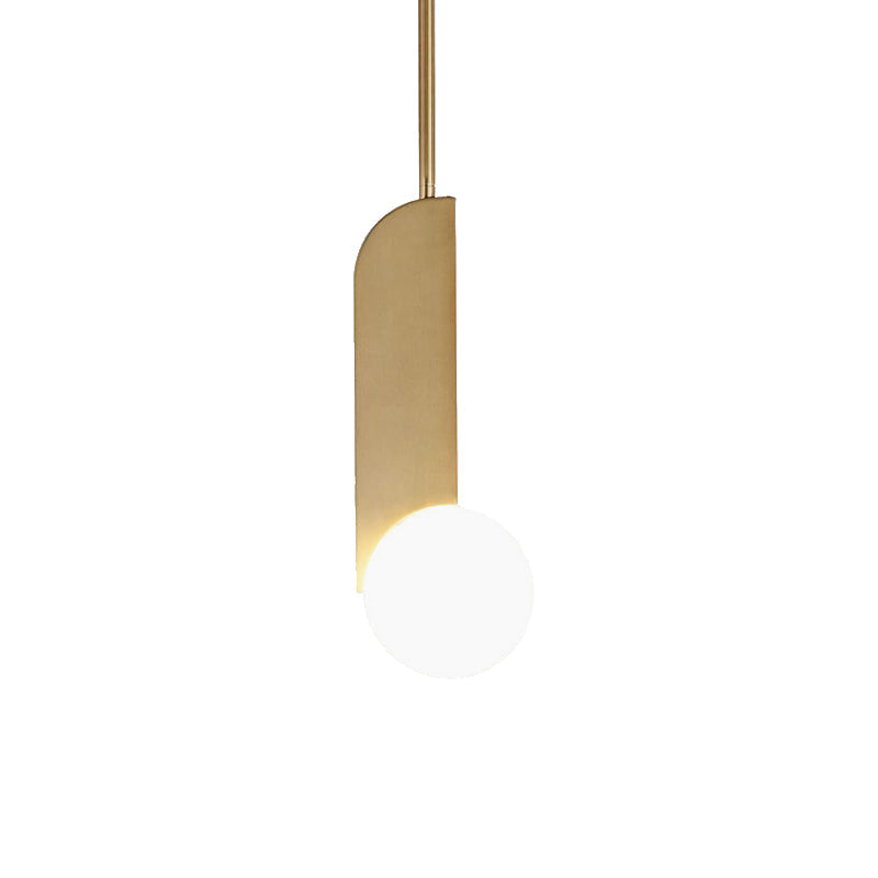 Contemporary Gold Finish Glass Pendant Light - White Global Hanging Ceiling Lighting