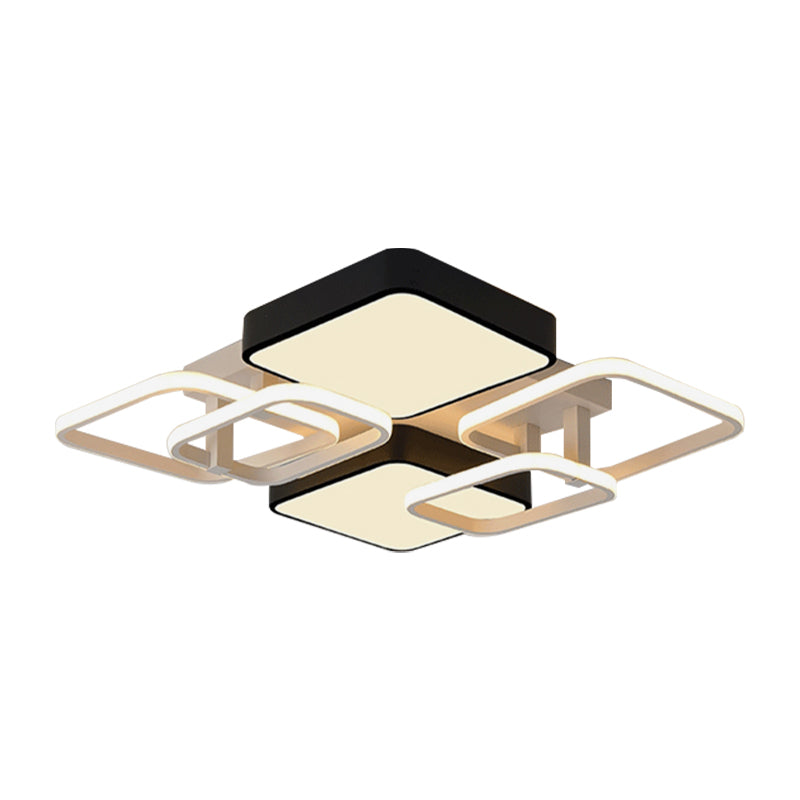 Modernist Acrylic Square Ceiling Flush Mount Led Light 25.5’/39’ Wide Black