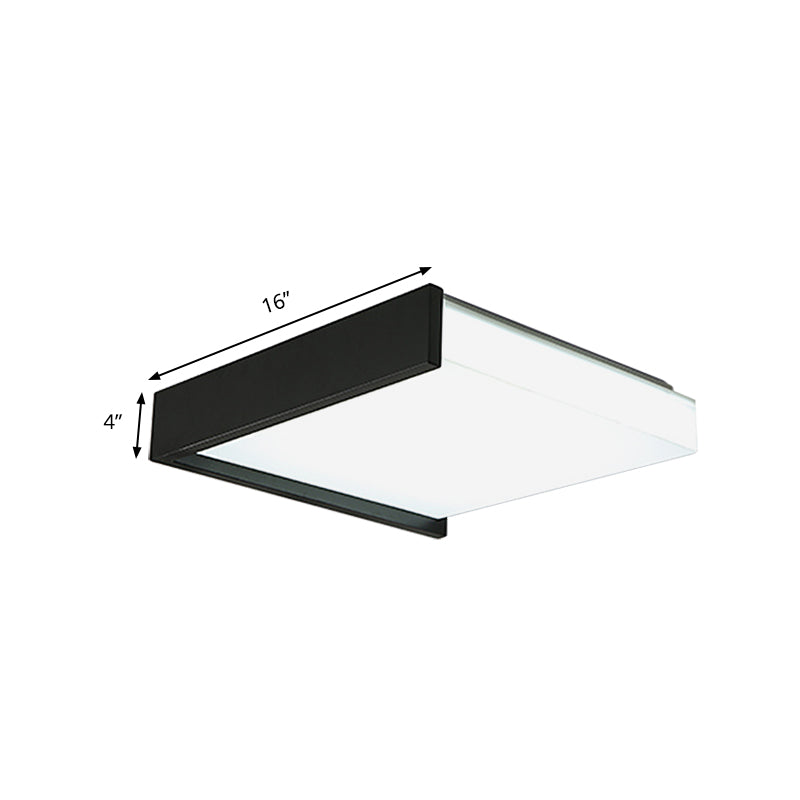 Contemporary Black Square Flush Light With Acrylic Shade - Led Bedroom Ceiling Fixture