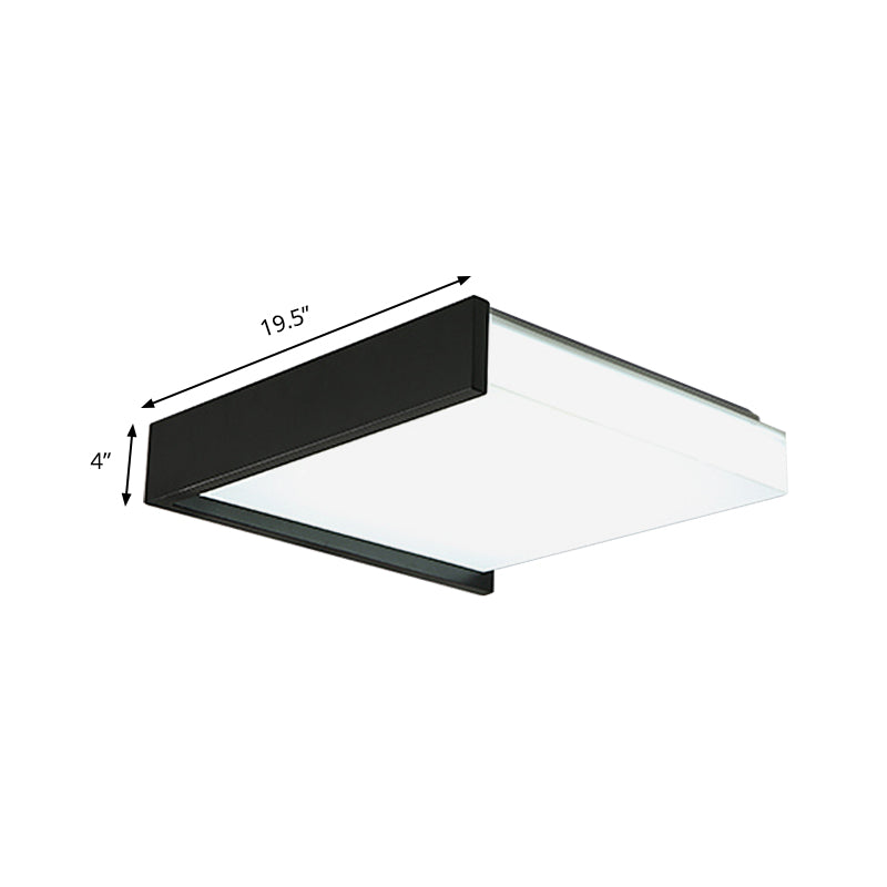 Contemporary Black Square Flush Light With Acrylic Shade - Led Bedroom Ceiling Fixture (16/19.5