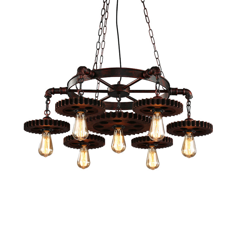 Rustic Retro Wrought Iron Chandelier - 7 Heads Pendant Lamp For Living Room