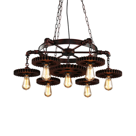 Rustic Retro Wrought Iron Chandelier - 7 Heads Pendant Lamp For Living Room