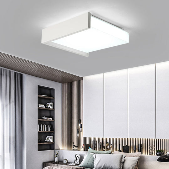 Modern Square Led Ceiling Light With Acrylic Shade - White Bedroom Flush Mount / 16