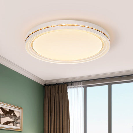 Minimalist Round Led Acrylic Ceiling Light Fixture - White Flush Mount Lighting For Parlor