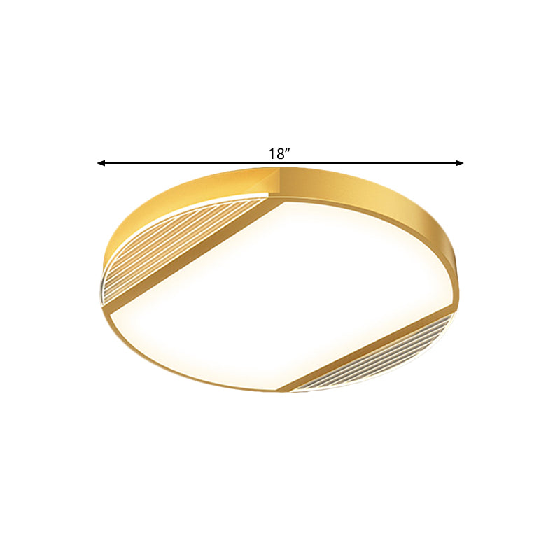 Round Led Gold Flush Mount Ceiling Lamp - Simplicity Metallic Design In Warm/White Light