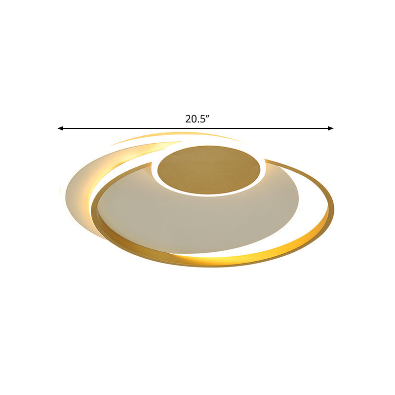 Minimalist Led Gold Flush Mount Lamp - Metallic Shade Warm/White Light 16.5’/20.5’ W