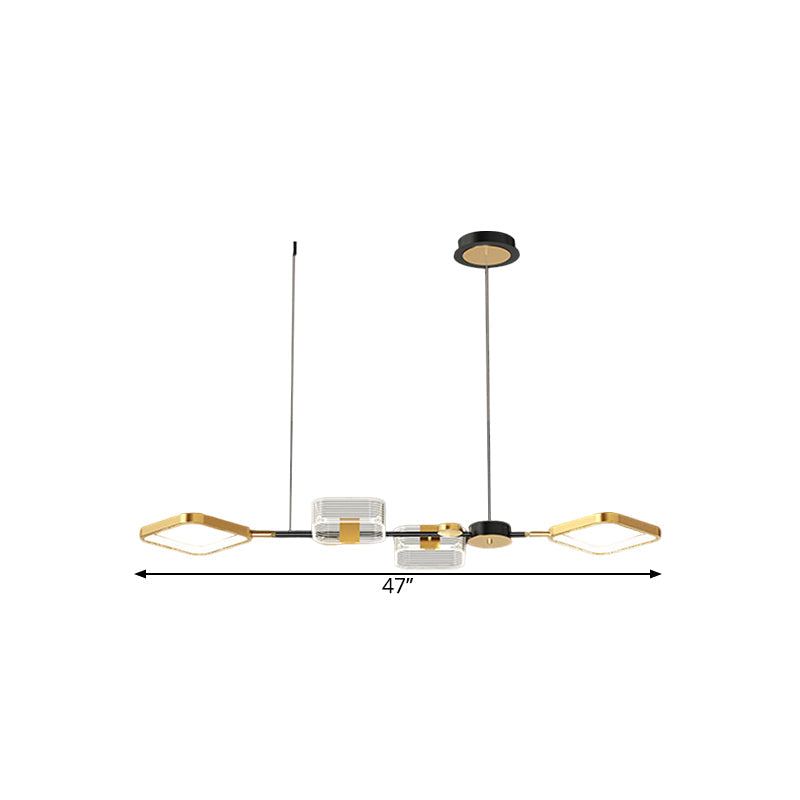 Metal Ceiling Suspension Lamp - Simplicity Led Gold Island Light For Restaurants