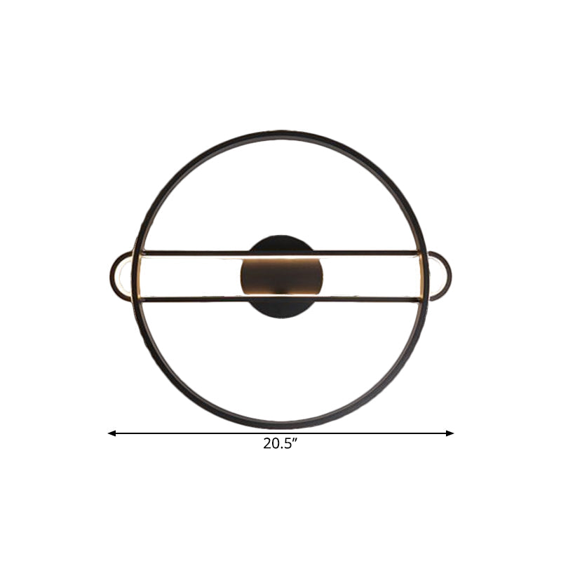 16.5/20.5 Wide Ring Semi Flush Led Ceiling Light - Modern Black Metallic Finish Warm/White Lighting