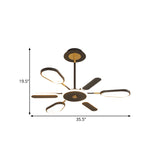 Minimalist Black Chandelier Ceiling Light With Ellipse Metallic Shade - 6/8 Bulb Bedroom Lamp