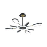 Minimalist Black Chandelier Ceiling Light With Ellipse Metallic Shade - 6/8 Bulb Bedroom Lamp