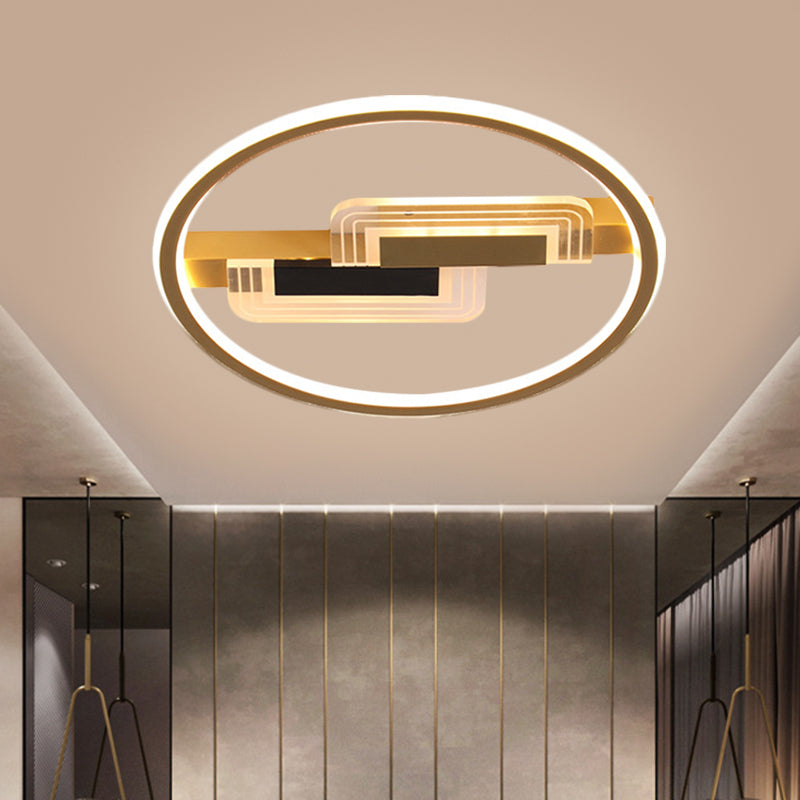 Modern Led Round Ceiling Fixture In Black With Acrylic Shade Warm/White Light 16.5’/20.5’ Wide