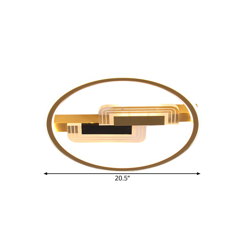 Modern Led Round Ceiling Fixture In Black With Acrylic Shade Warm/White Light 16.5’/20.5’ Wide