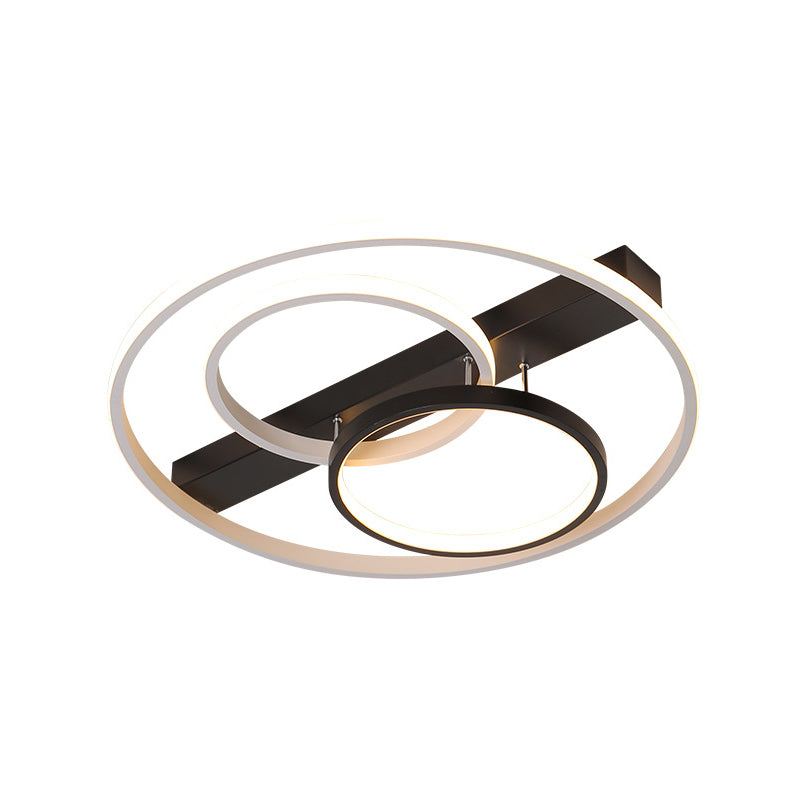 16.5’/20.5’ Contemporary Black And White Led Semi Flush Mount Ceiling Light