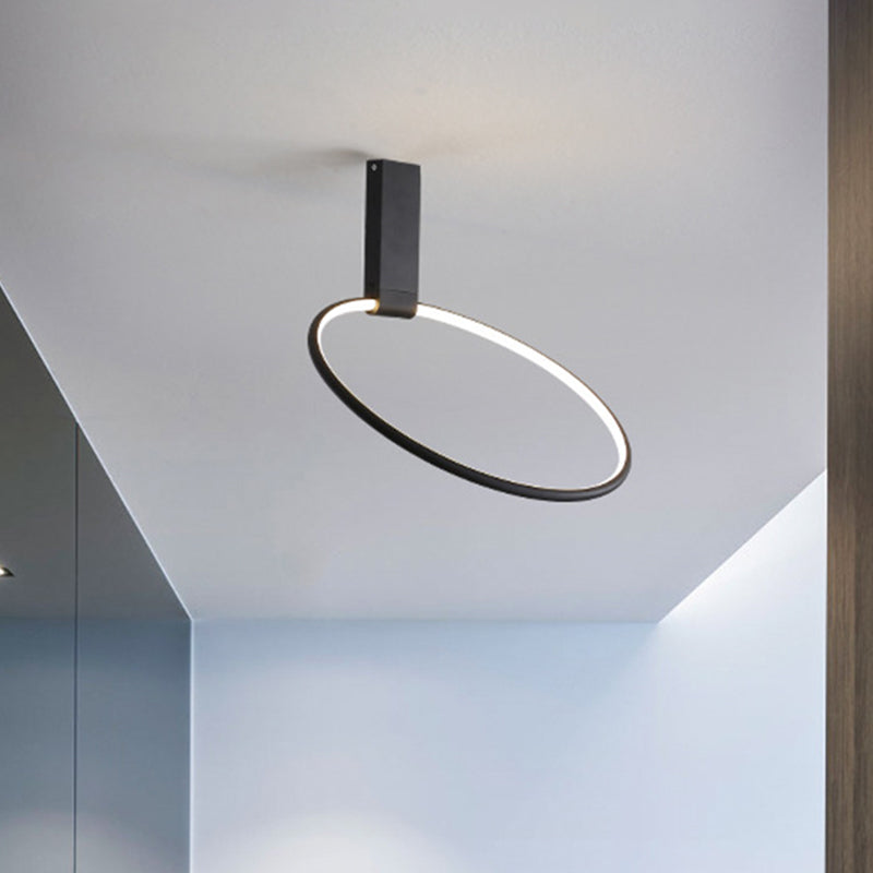 16’/23.5’ Wide Ring Led Flush Mount Ceiling Lamp In Modern Metallic Black/White/Gold Finishes