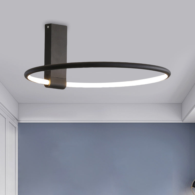 16’/23.5’ Wide Ring Led Flush Mount Ceiling Lamp In Modern Metallic Black/White/Gold Finishes