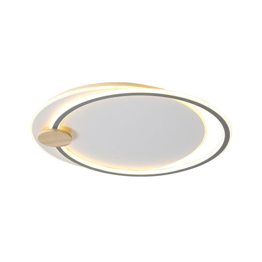 Modern Metal Led Circle Ceiling Lamp: Black/Grey Flush Mount Lighting In Warm/White Light
