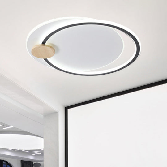 Modern Metal Led Circle Ceiling Lamp: Black/Grey Flush Mount Lighting In Warm/White Light
