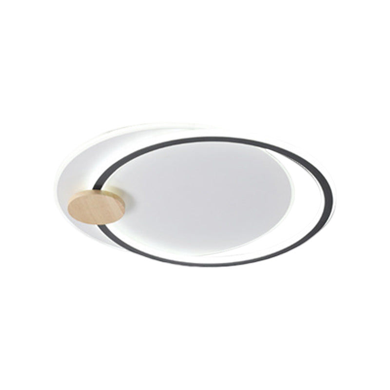 Modern Metal Led Circle Ceiling Lamp: Black/Grey Flush Mount Lighting In Warm/White Light